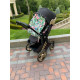 Бавовняна шторка на коляску Фламінго на чорному Decoza Moms Shtorka-B220