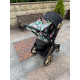 Бавовняна шторка на коляску Фламінго на чорному Decoza Moms Shtorka-B220