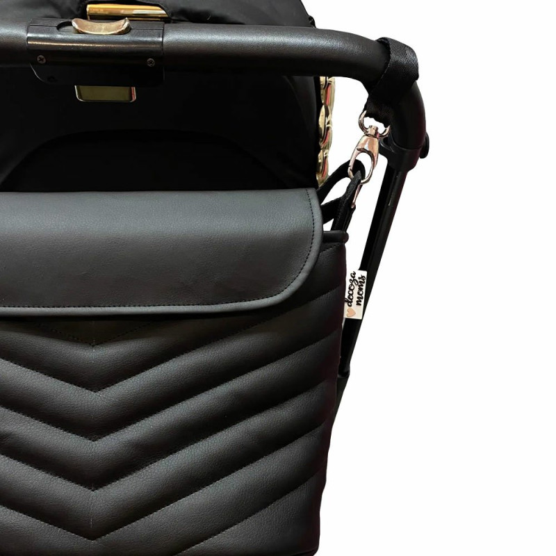 Сумка Decoza на коляску чорна екошкіра Moms SK001-E