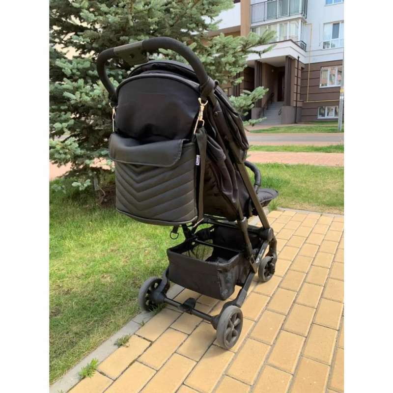 Сумка Decoza на коляску чорна екошкіра Moms SK001-E