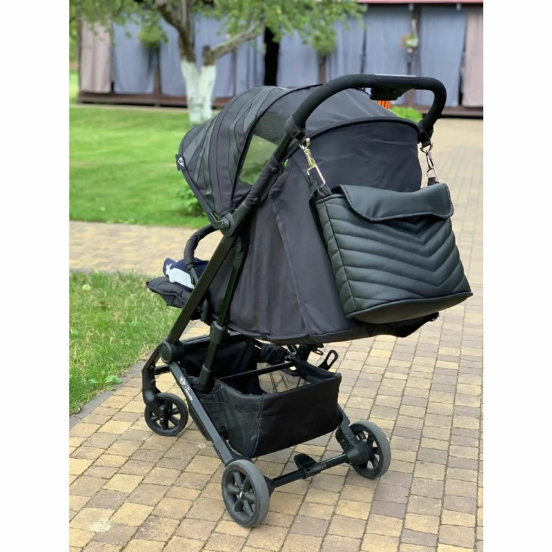 Сумка Decoza на коляску чорна екошкіра Moms SK001-E