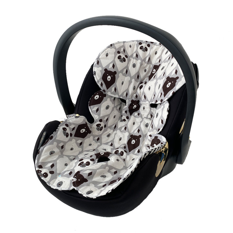 Вкладиш в автолюльку 0+ Ведмедики і сірий зигзаг Decoza Moms W0-S409-S013