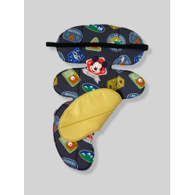 Вкладиш в автолюльку 0+ Наклейки Міккі і жовтий однотон Decoza Moms W0n-S708-B1243