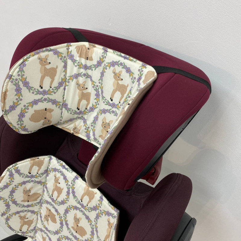 Вкладиш в автокрісло 9+ Оленята і беж однотон Decoza Moms W9n-B940-В303