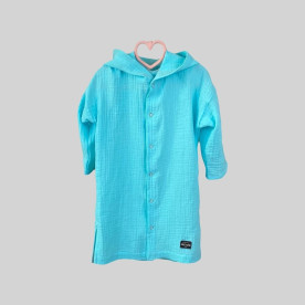 Мусліновий дитячий халатик на кнопках Блакитний Decoza Moms XL110128-ms017 110-128