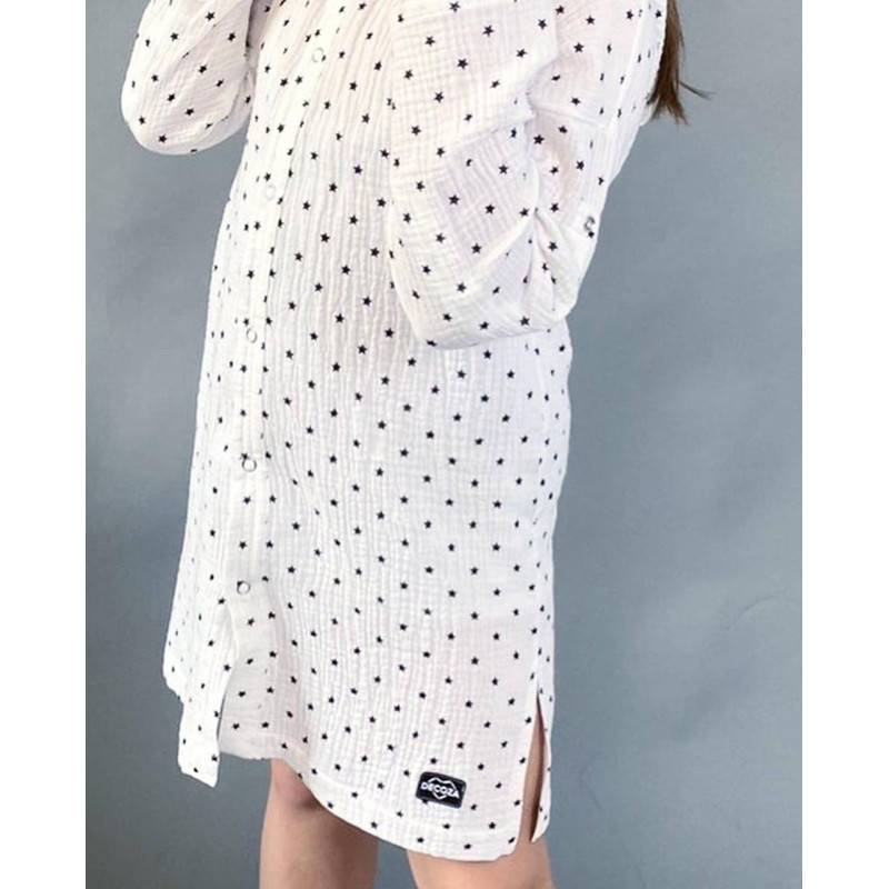 Мусліновий халатик на кнопках Зірочки Decoza moms XL110128-ms031 110-128