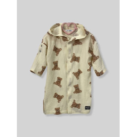 Мусліновий халатик на кнопках Тедді на бежевому Decoza Moms XL110128-ms035 110-128 см