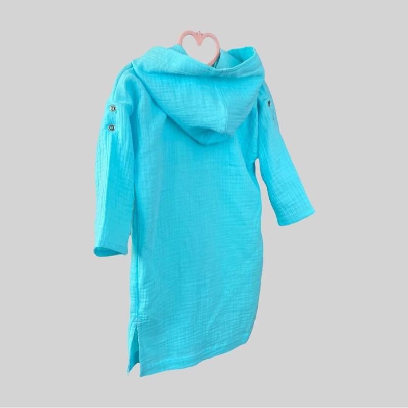 Мусліновий дитячий халатик на кнопках Блакитний Decoza Moms XL128146-ms017 128-146