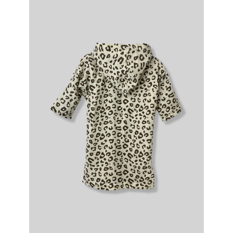 Мусліновий халатик на кнопках Лео на бежевому Decoza Moms XL128146-ms036 128-146 см