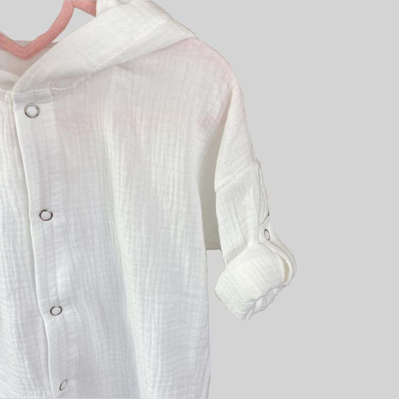 Мусліновий халатик на кнопках Білий Decoza moms XL6874-ms007 68-74
