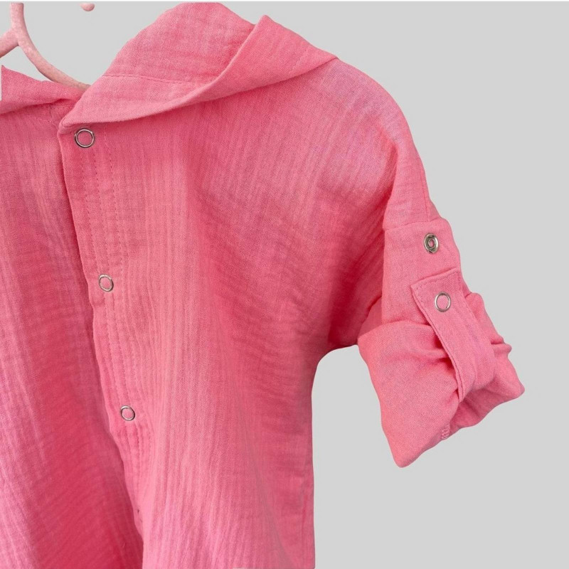 Мусліновий халатик на кнопках Яскраво-рожевий Decoza moms XL6874-ms023 68-74