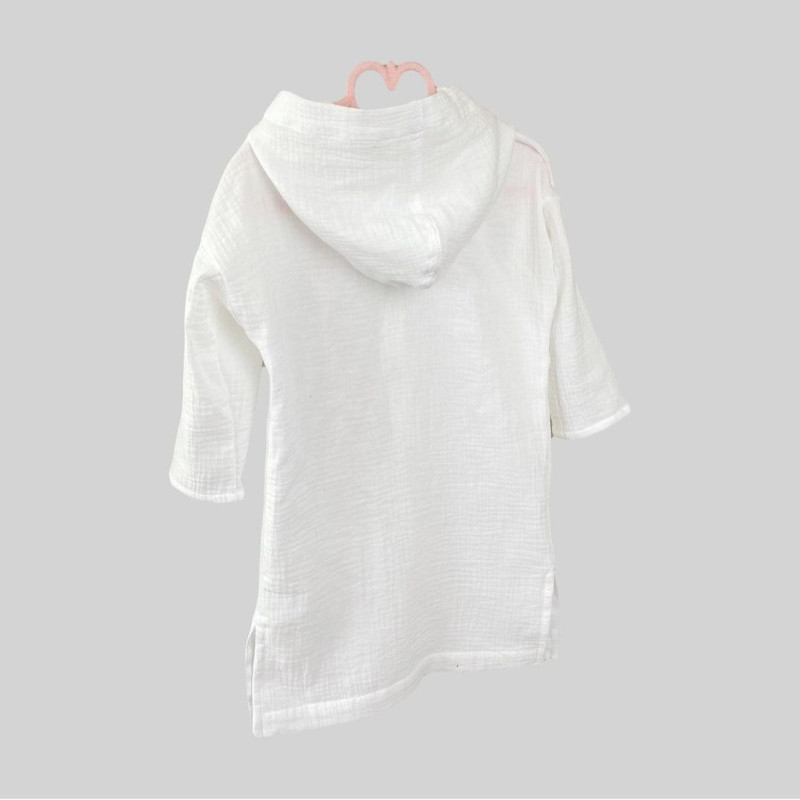 Мусліновий халатик на кнопках Білий Decoza moms XL7492-ms007 74-92