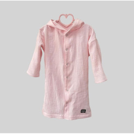 Мусліновий халатик на кнопках Блідо-рожевий Decoza Moms XL7492-ms012 74-92