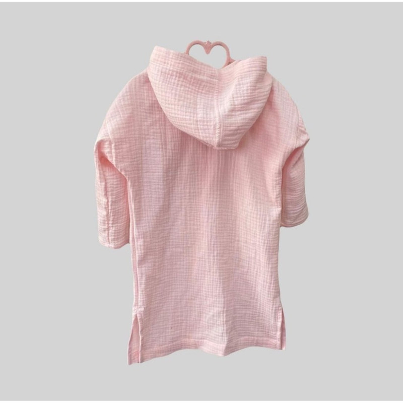 Мусліновий халатик на кнопках Блідо-рожевий Decoza Moms XL7492-ms012 74-92