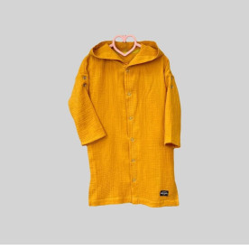 Мусліновий дитячий халатик на кнопках Гірчиця Decoza moms XL7492-ms014 74-92