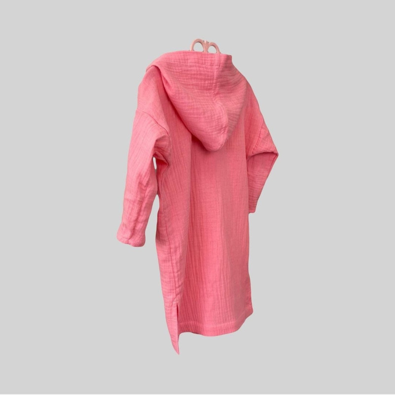 Мусліновий халатик на кнопках Яскраво-рожевий Decoza moms XL7492-ms023 74-92