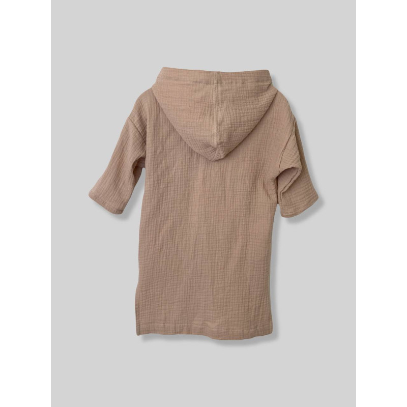 Мусліновий халатик на кнопках Бежевий Decoza Moms XL7492-ms037 74-92 см