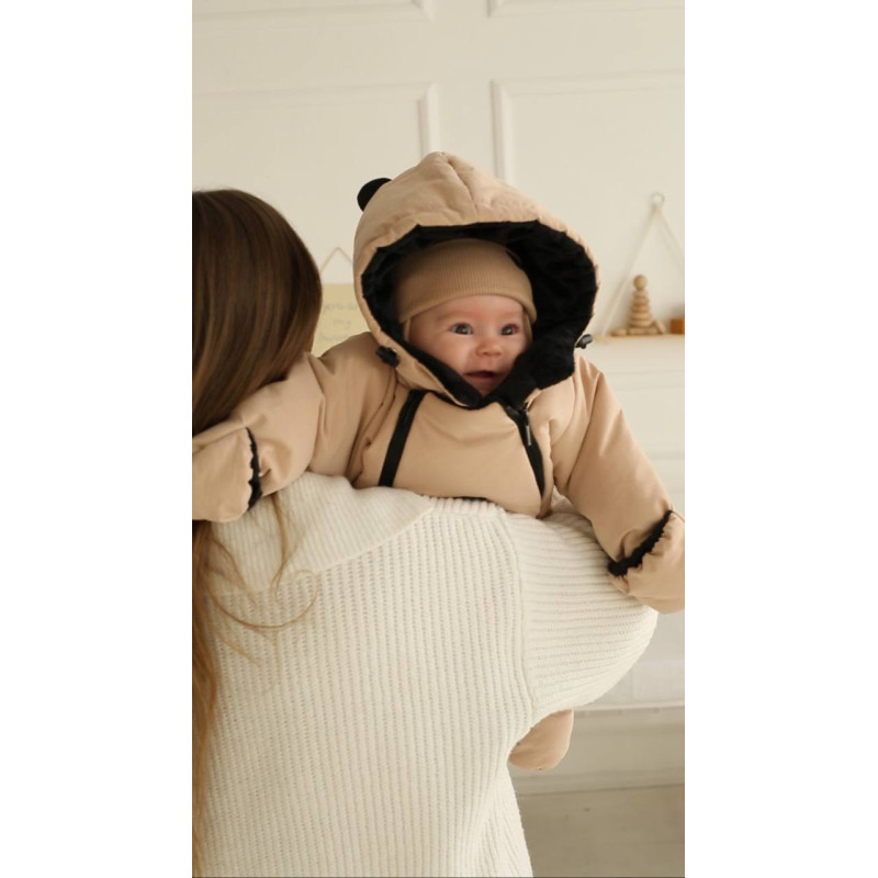 Зимовий комбінезон з закритими ніжками Бежевий Decoza Moms zimakomb912-PM009 74-80 см