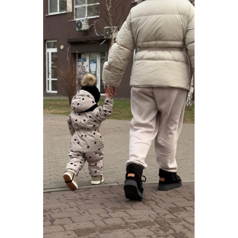 Зимовий комбінезон Серця на бежевому Decoza Moms zimk104110-OP304-pl016 104-110 см