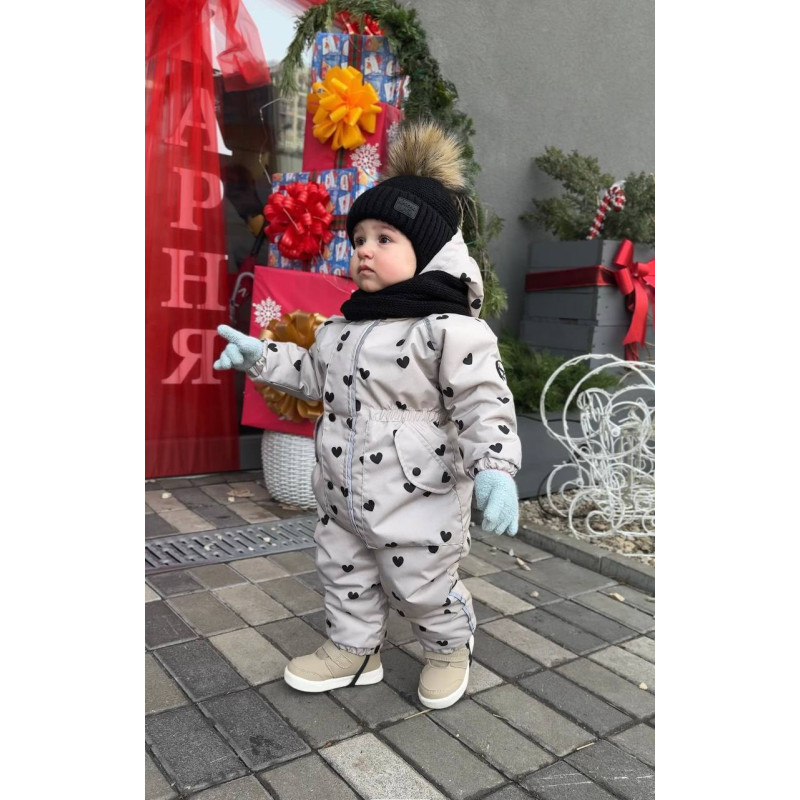 Зимовий комбінезон Серця на бежевому Decoza Moms zimk110116-OP304-pl016 110-116 см