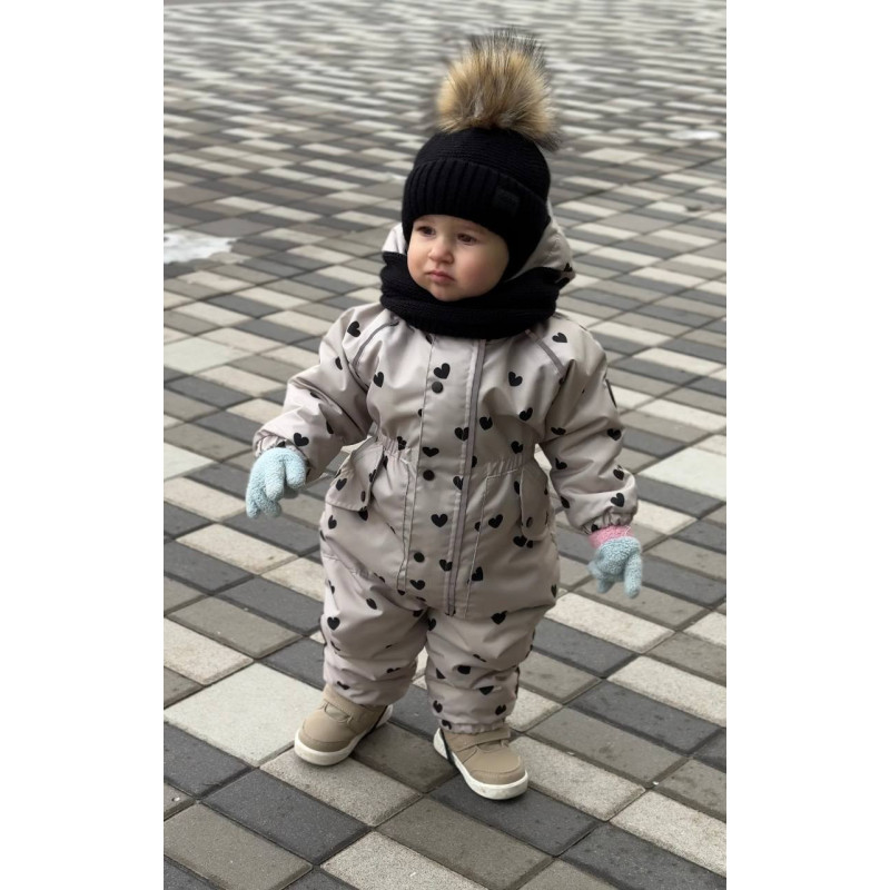 Зимовий комбінезон Серця на бежевому Decoza Moms zimk110116-OP304-pl016 110-116 см