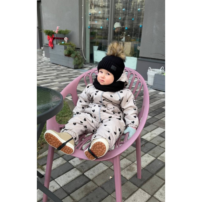 Зимовий комбінезон Серця на бежевому Decoza Moms zimk116122-OP304-pl016 116-122 см