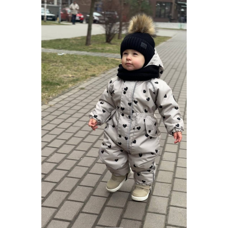 Зимовий комбінезон Серця на бежевому Decoza Moms zimk116122-OP304-pl016 116-122 см