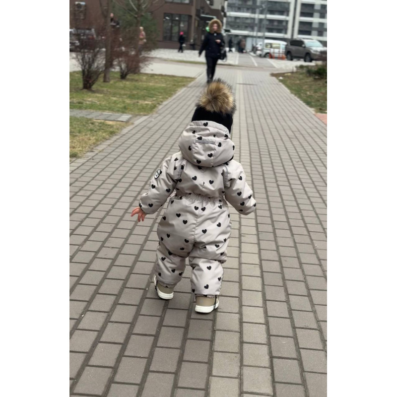 Зимовий комбінезон Серця на бежевому Decoza Moms zimk98104-OP304-pl016 98-104 см