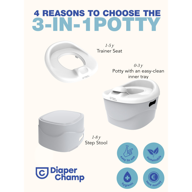 Горщик DiaperChamp 3 в 1 Potty Silver