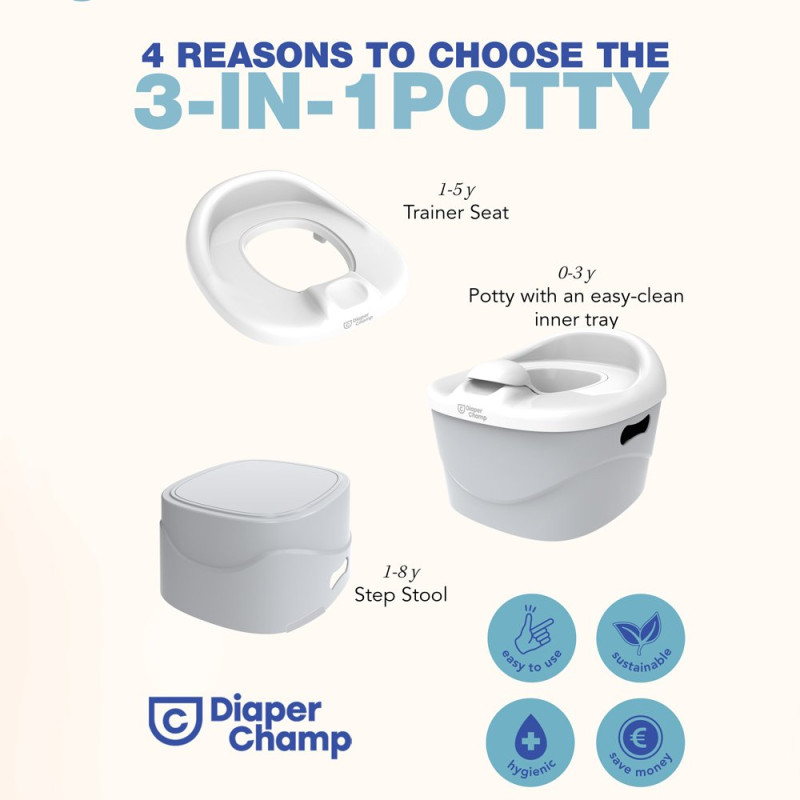 Горщик DiaperChamp 3 в 1 Diaper Champ Potty Light Green