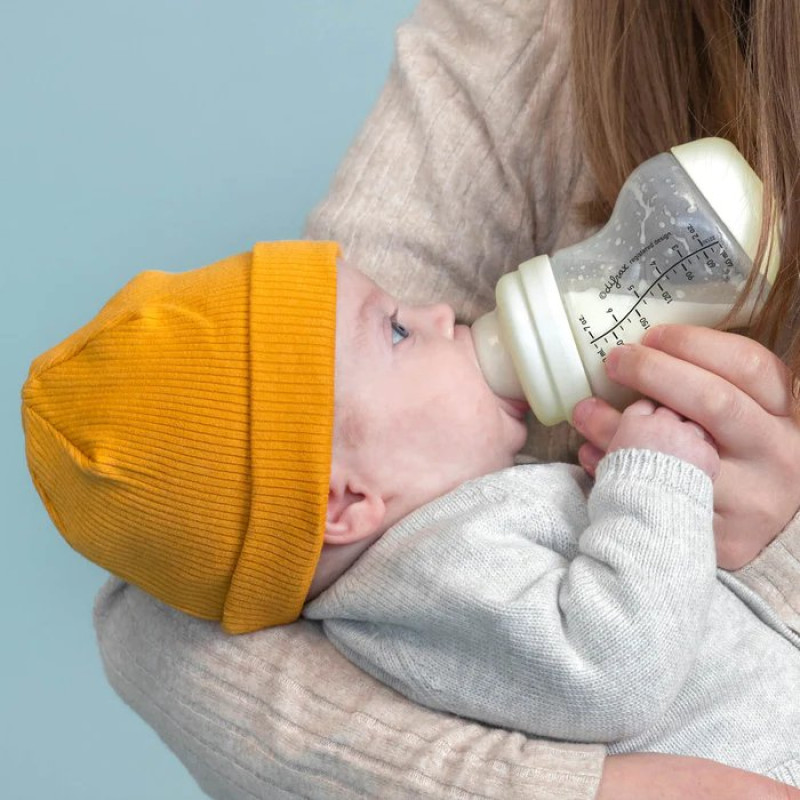 Пляшка Difrax Антиколікова із силіконовою соскою 200 мл S-bottle Wide Popcorn