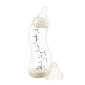 Пляшка Difrax Антиколікова для годування із силіконовою соскою 250 мл S-bottle Natural, Popcorn