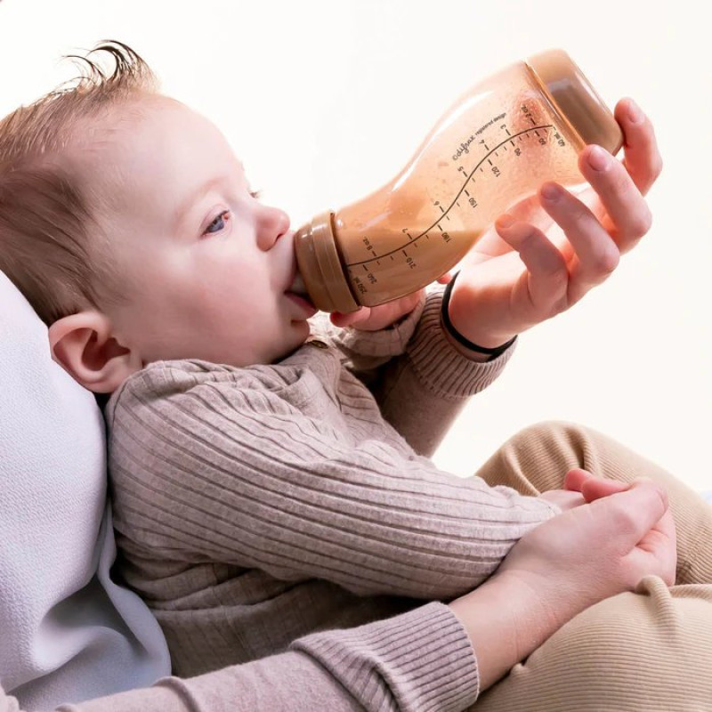 Пляшка Difrax Антиколікова для годування із силіконовою соскою 250 мл S-bottle Natural, Popcorn