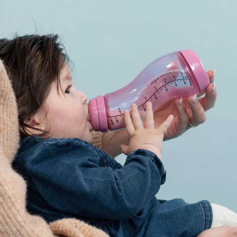 Пляшка Difrax Антиколікова для годування із силіконовою соскою 250 мл S-bot Natural Trend, Peachy