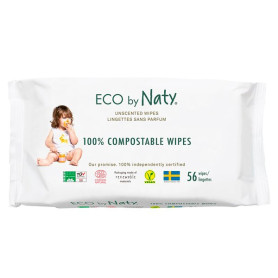 Серветки Eco by Naty Дитячі вологі Без запаху, 56штв упаковці.