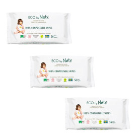 Серветки Eco by Naty Дитячі вологі Без запаху, 3 упаковки по 56шт