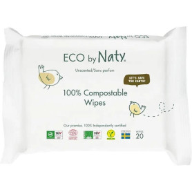 Серветки Eco by Naty Дитячі вологі Без запаху, 20 штв упаковці.