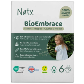 Одноразові дитячі підгузки BioEmbrace Eco by Naty. Розмір 6 (16+ кг.), 17 шт. в упаковці.