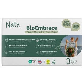 Одноразові дитячі підгузки BioEmbrace Eco by Naty. Розмір 3 (4-9 кг.), 50 шт. в упаковці.