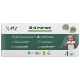 Одноразові дитячі підгузки BioEmbrace Eco by Naty. Розмір 4 (7-18 кг.), 44 шт. в упаковці.