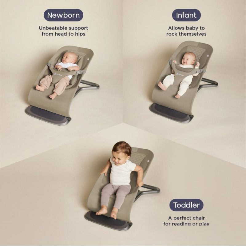 Стільчик-шезлонг Ergobaby Evolve Bouncer Light Grey