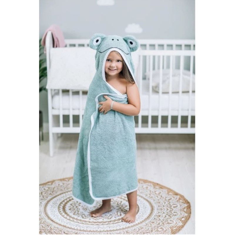 Рушник дитячий з капюшоном і вушками Bubaba by FreeON FROGY Green 110х75
