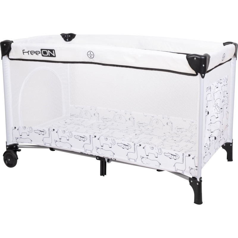 Ліжко-манеж дитяче з другим ярусом FreeON Travel Safari white