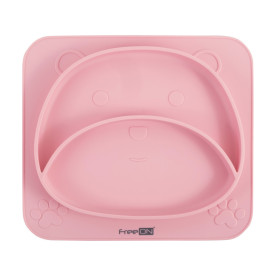 Силіконова тарілка дитяча FreeON Bear pink