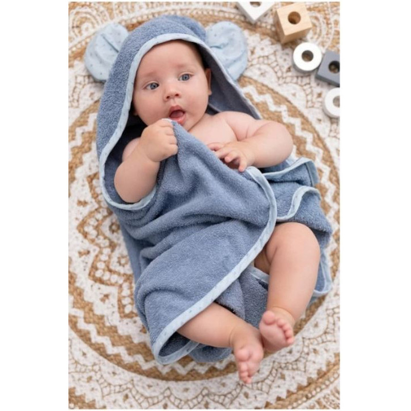 Рушник дитячий з капюшоном і вушками Bubaba by FreeON Blue 75х75