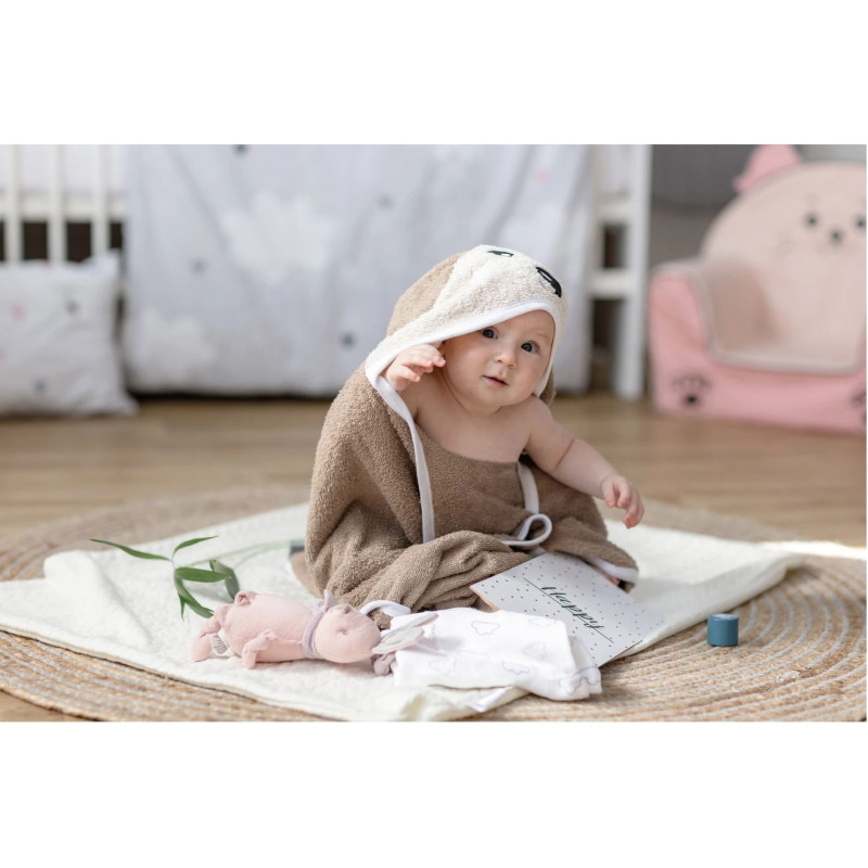 Рушник дитячий з капюшоном і вушками Bubaba by FreeON PUPPY Brown 110х75