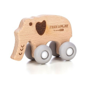 Дерев'яна іграшка FreeON слоник на силіконових колесах