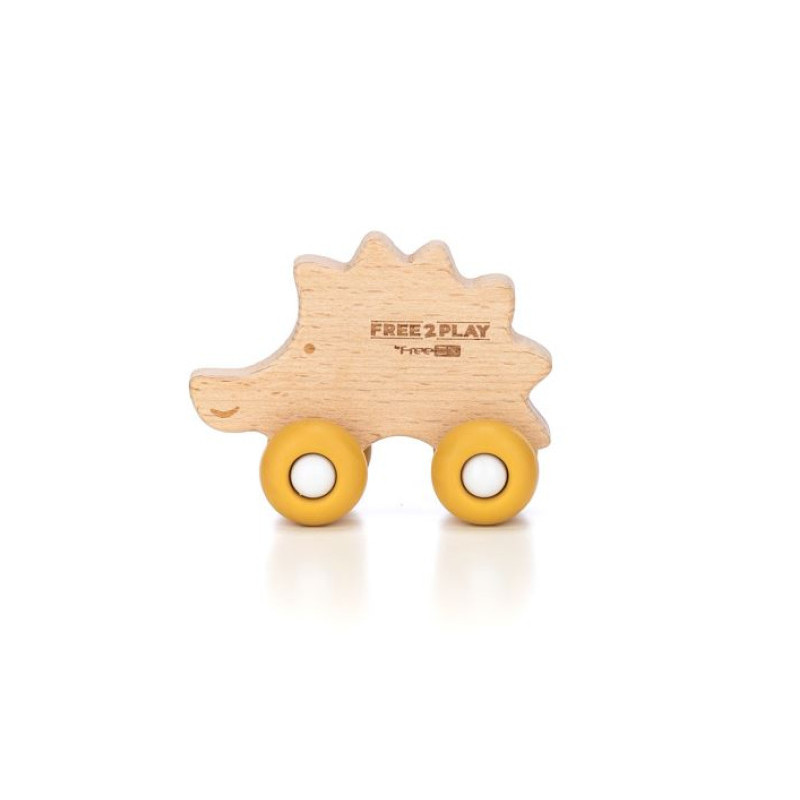 Дерев'яна іграшка FreeON їжачок на силіконових колесах