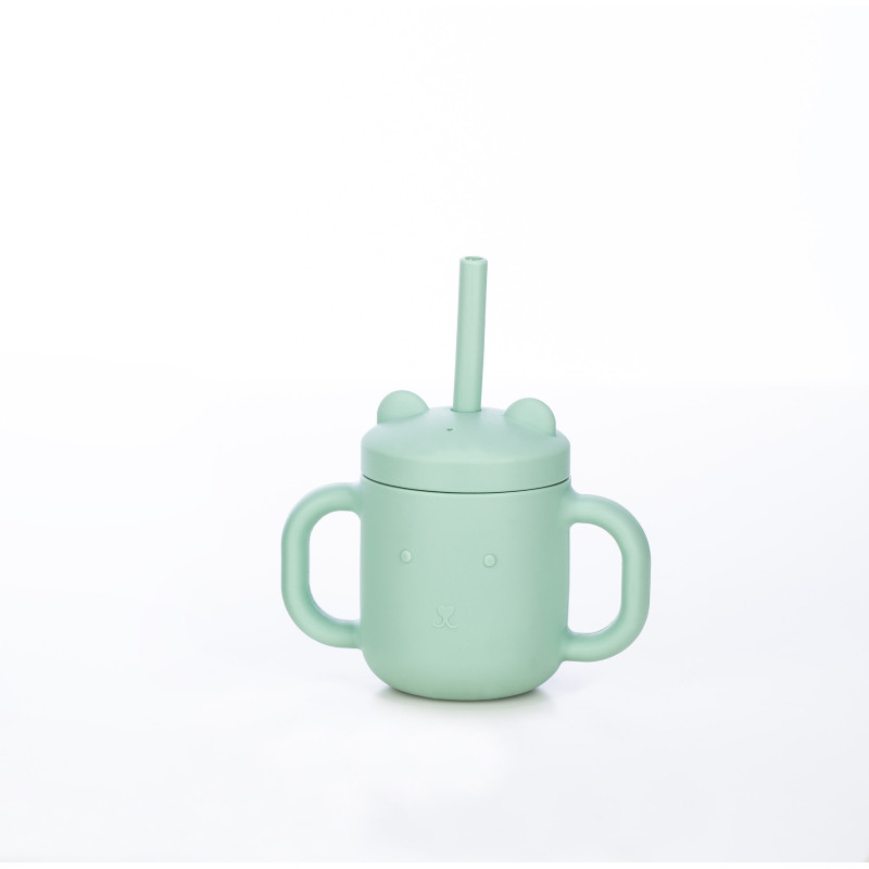 Силіконова чашка дитяча FreeON з ручками і соломинкою mint