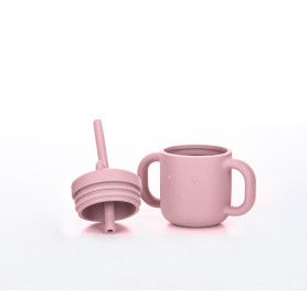 Силіконова чашка дитяча FreeON з ручками і соломинкою pink